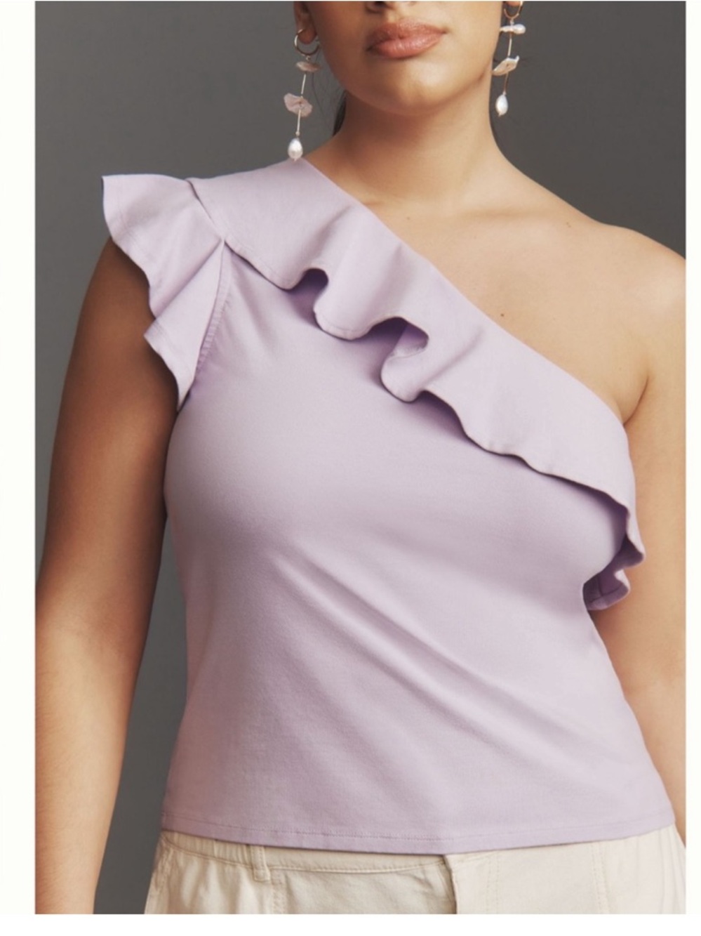 Nwt Maeve One-Shoulder Ruffle Top in Lavender
